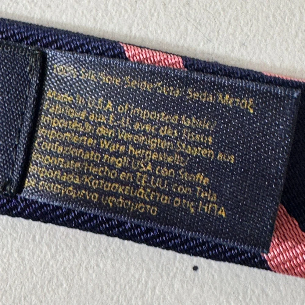 Brooks Brothers Mens Silk Bow Tie Navy Pink Repp Stripe Made in USA Adjustable